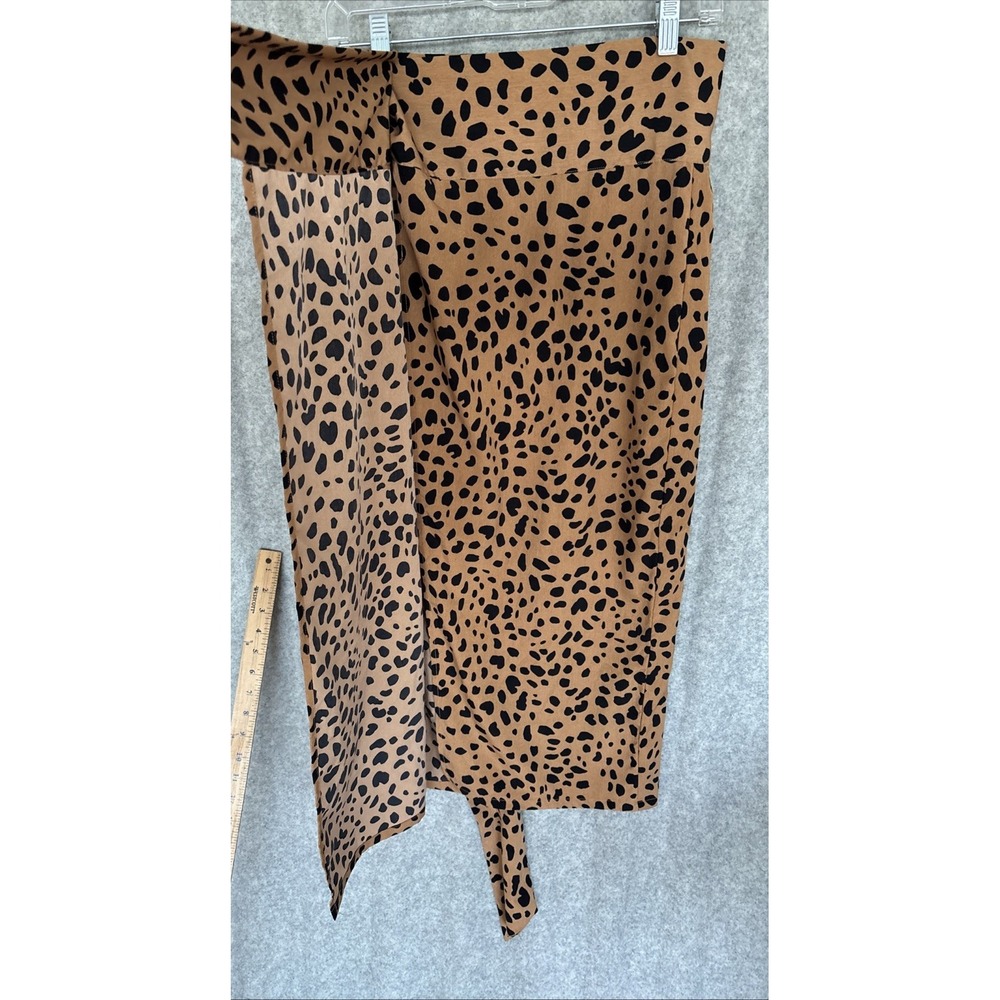 Lulu's Tan Cheetah Animal Print Wrap Midi Skirt Women's Small Tie Bow Waist - Picture 15 of 16